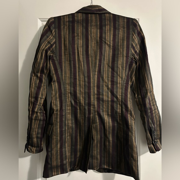 SMYTHE Linen Blend Single Button Closure Striped Blazer - Size 4 - Picture 3 of 7